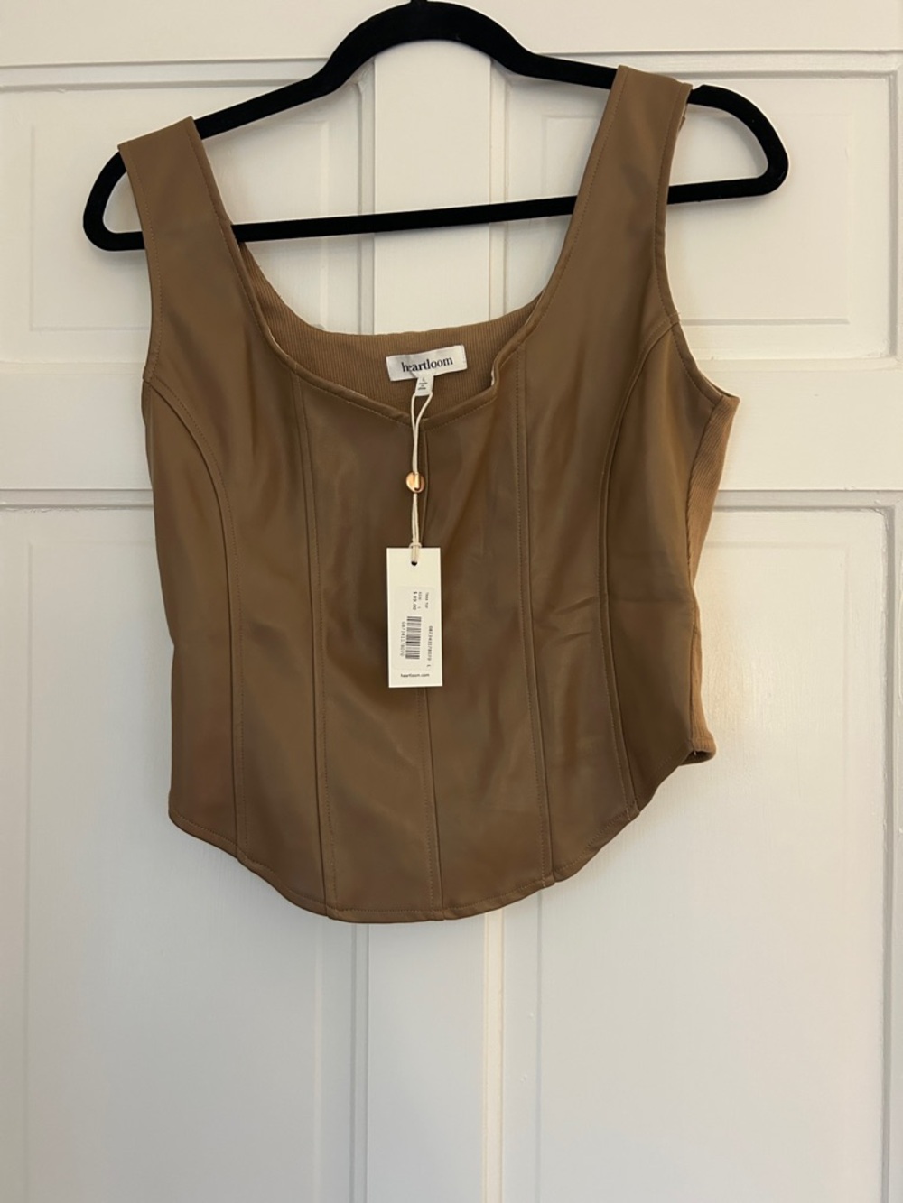 Heartloom Faux-Leather Corset Camisole in Tan